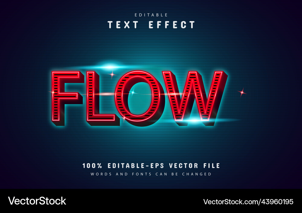 Flow text effect with line pattern Flow text effect with line pattern vector image