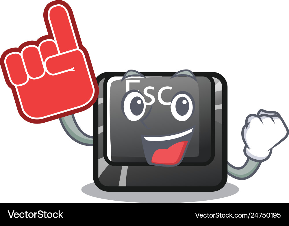 Foam finger button esc isolated in character vector image