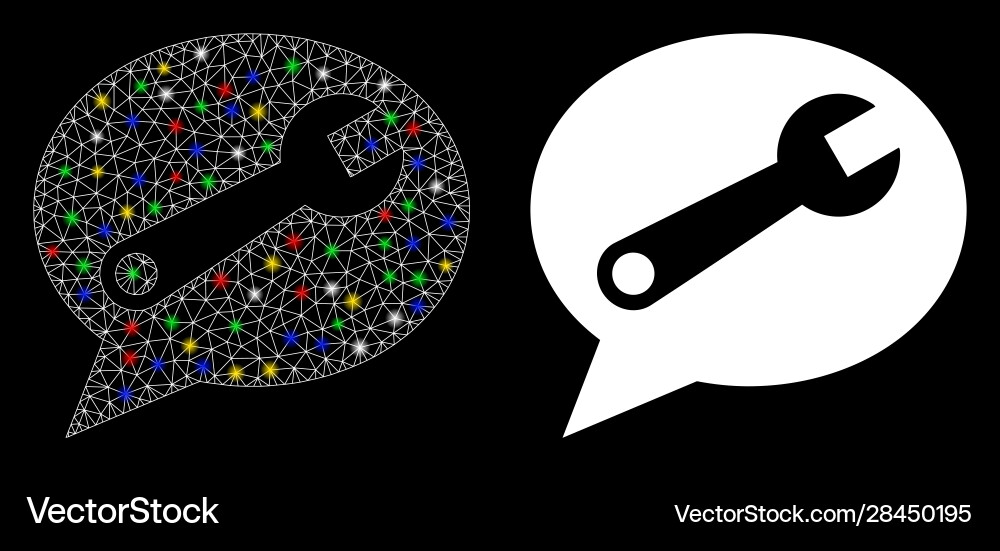 Glowing mesh network service message icon vector image