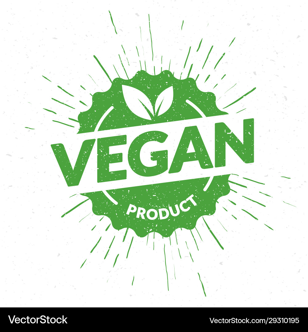 Green vegan product lettering stamp vector image