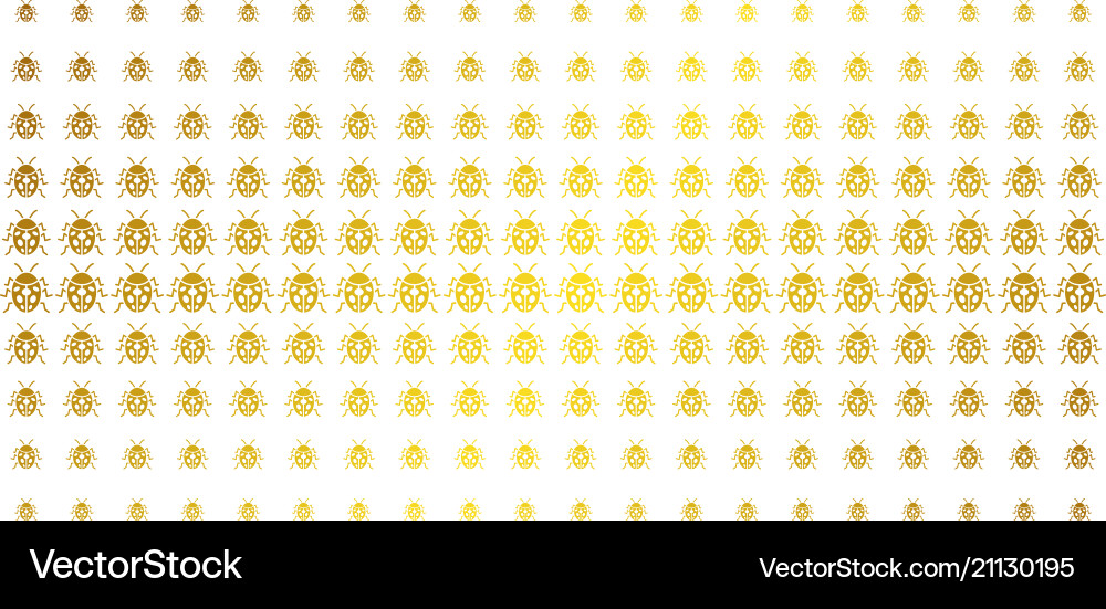 Ladybird bug gold halftone pattern Vector Image
