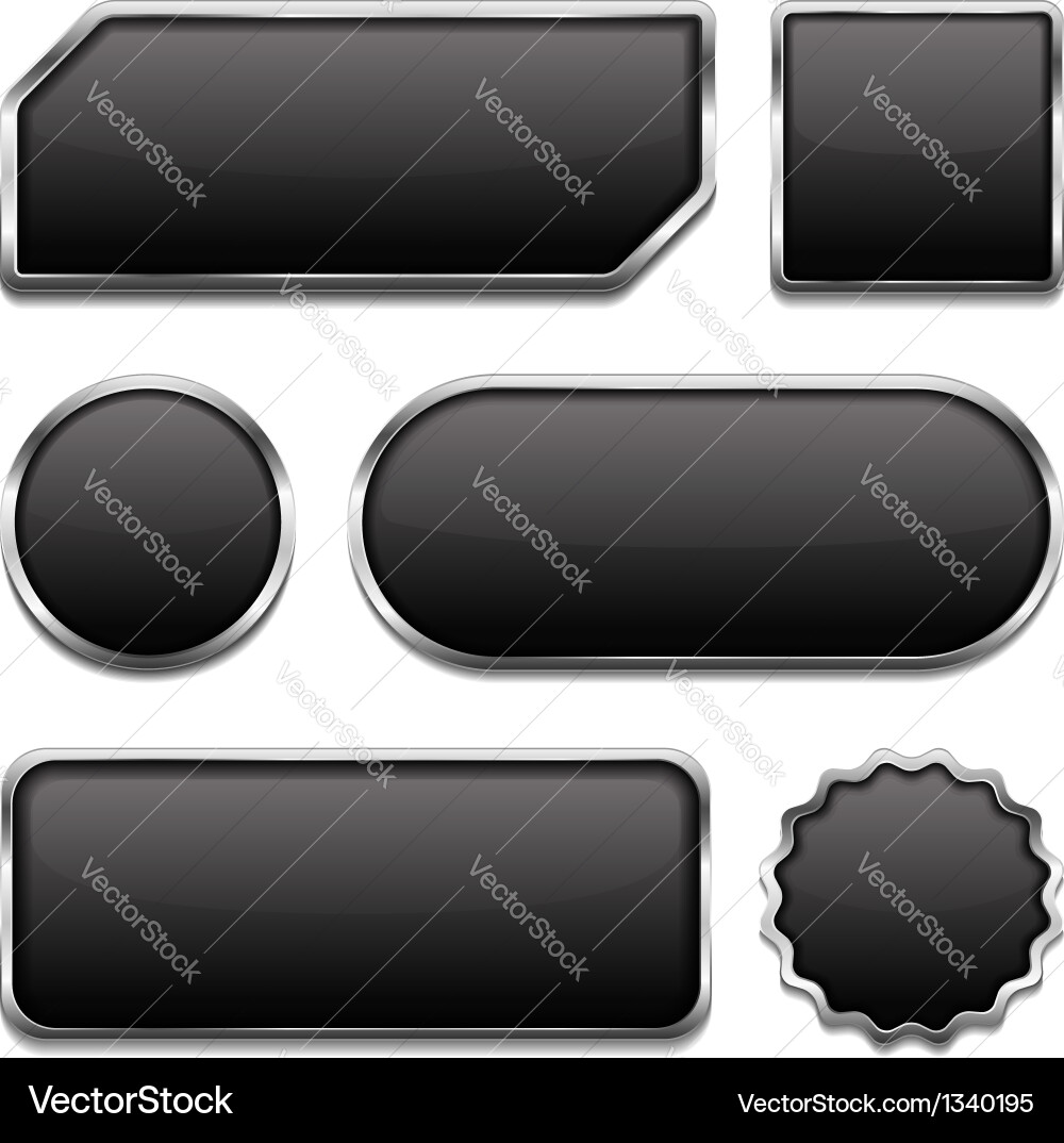 Metallic Buttons - Black & Silver vector image