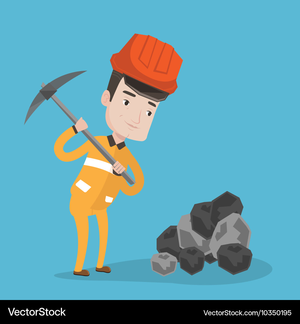 Miner working with pickaxe Vector Image