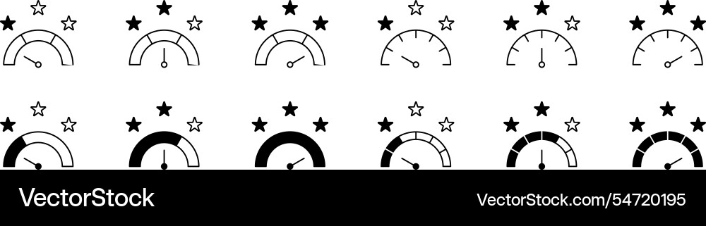 Rating scale icon set feedback speedometer Vector Image