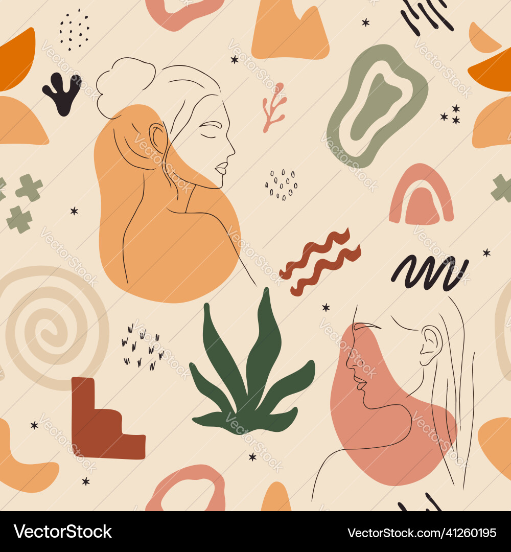 Seamless pattern with abstract shapes hand drawn Vector Image
