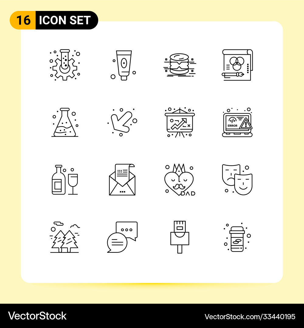 Set 16 outlines on grid for paper rgb database Vector Image