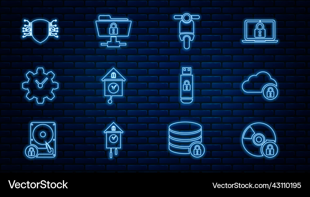 Set line cd or dvd disk with lock cloud computing Set line cd or dvd disk with lock cloud computing vector image