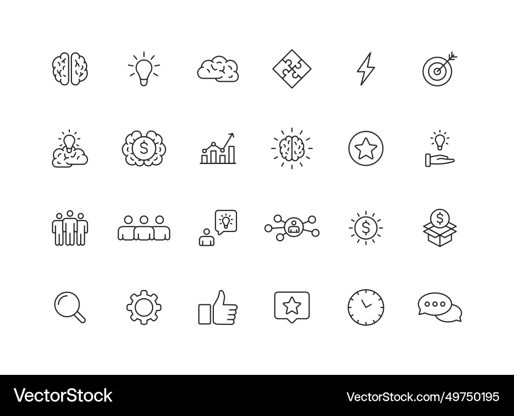 Set of 24 creativity and idea web icons in line Vector Image
