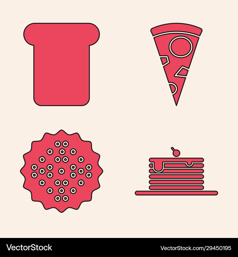 Set stack pancakes bread toast slice Vector Image