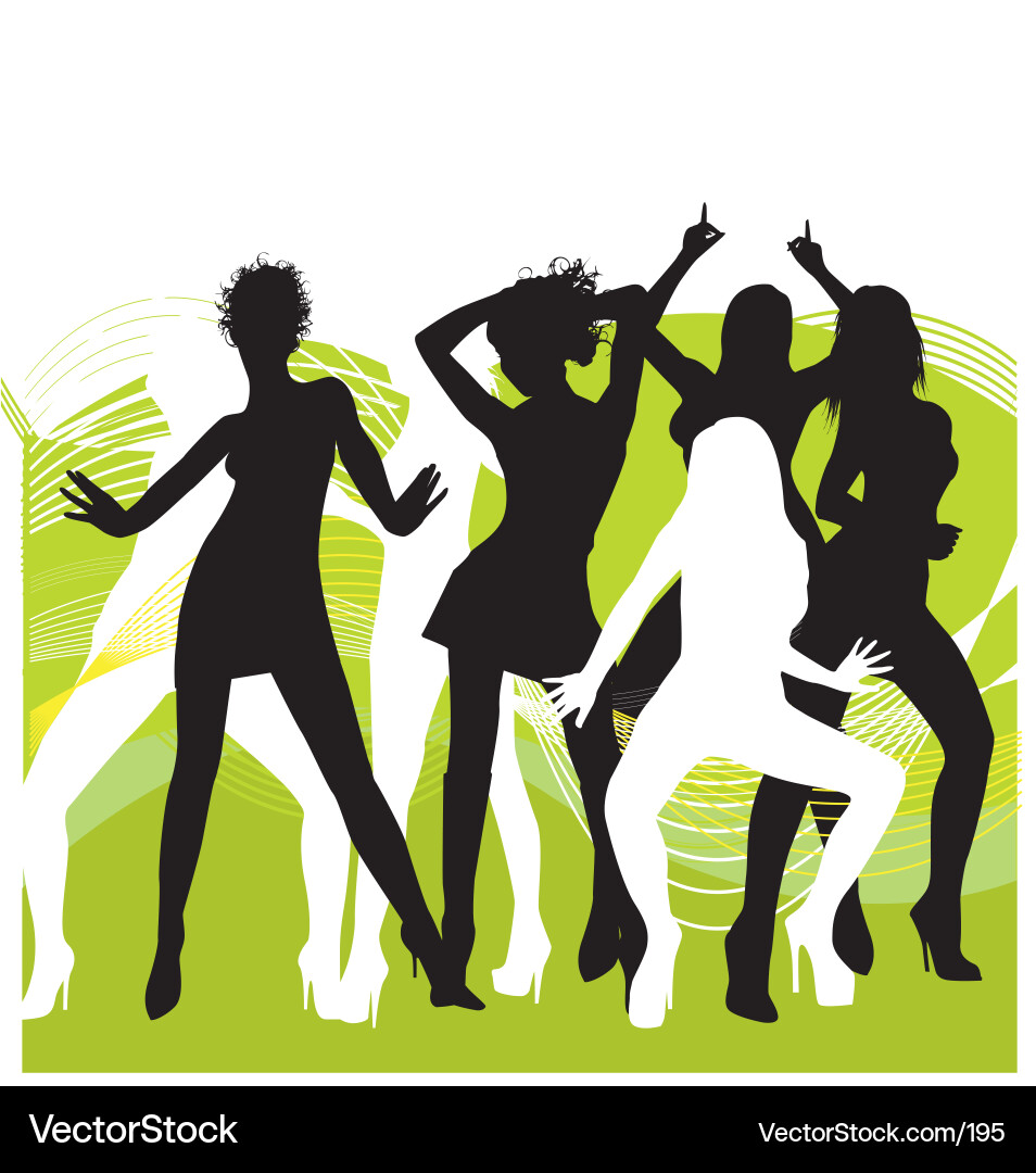 Silhouetted Dances Party Vektorbild