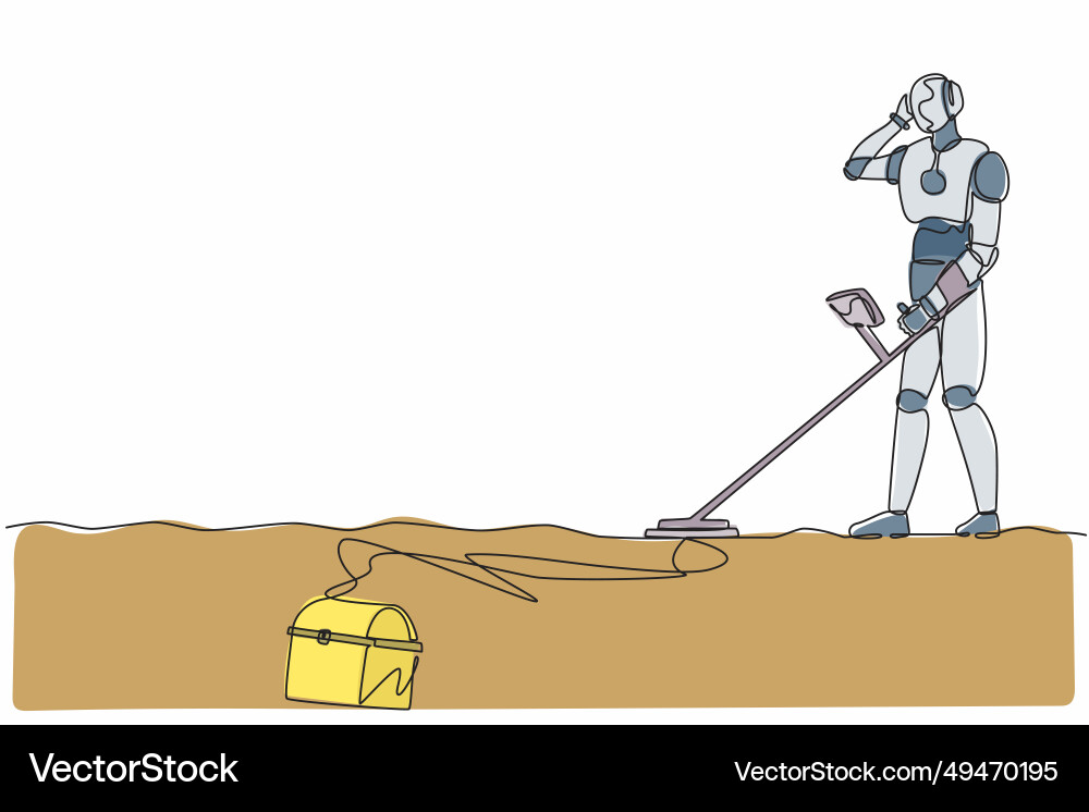 Single continuous line drawing robot with metal Single continuous line drawing robot with metal vector image