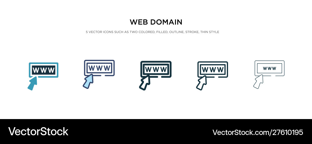 Web domain icon in different style two colored Web domain icon in different style two colored vector image