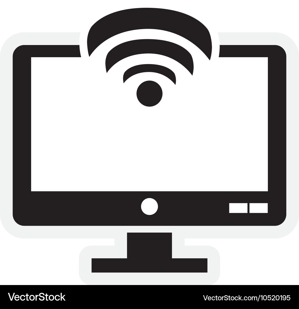 Wifi signal and computer monitor icon vector image