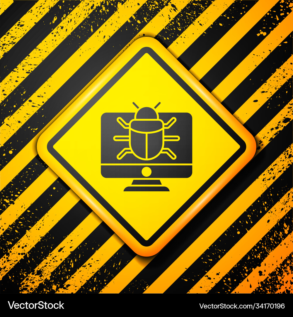 Black system bug on monitor icon isolated Black system bug on monitor icon isolated Vector Image