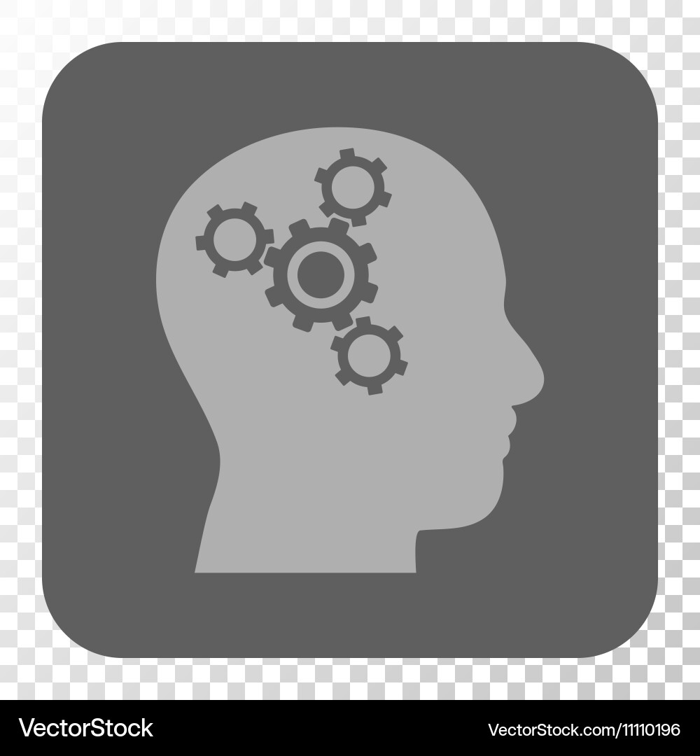 Brain mechanics rounded square button vector image
