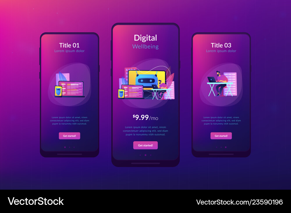 Digital wellbeing app interface template Digital wellbeing app interface template Vector Image