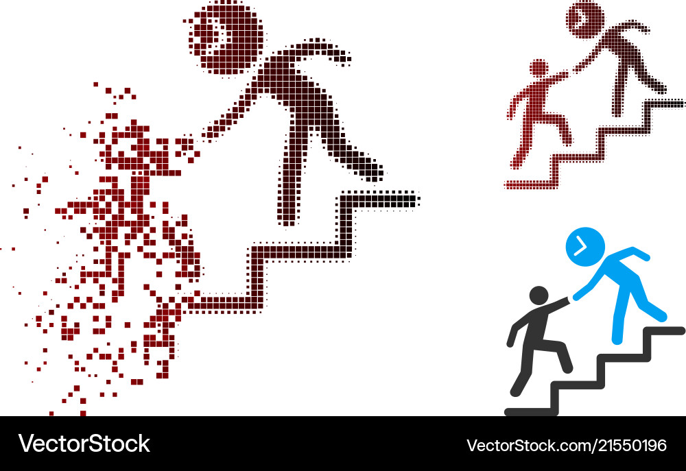 Dissolving pixel halftone time manager help icon Vector Image