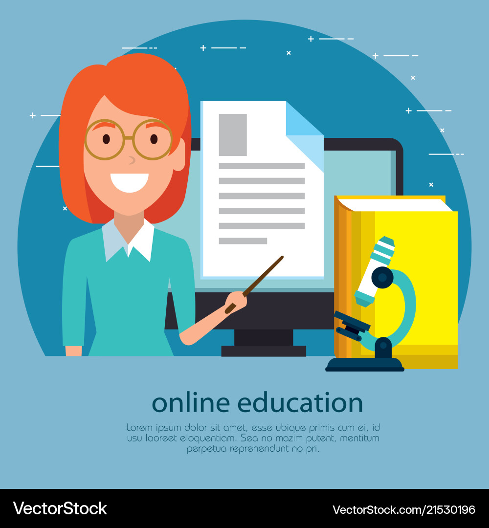 Education on line with desktop display Education on line with desktop display vector image