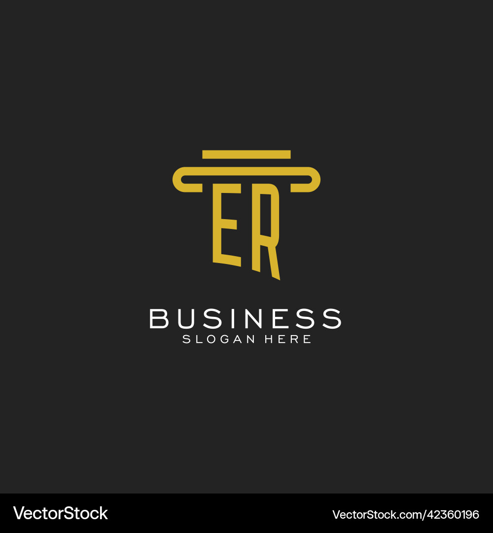 Er initial logo with simple pillar style design Er initial logo with simple pillar style design Vector Image
