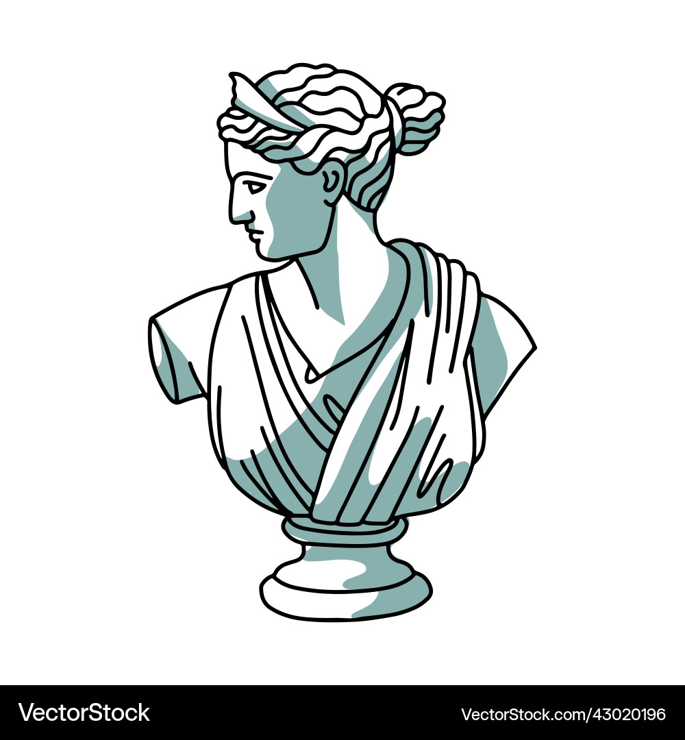 Greek sculpture of female profile modern linear Greek sculpture of female profile modern linear vector image