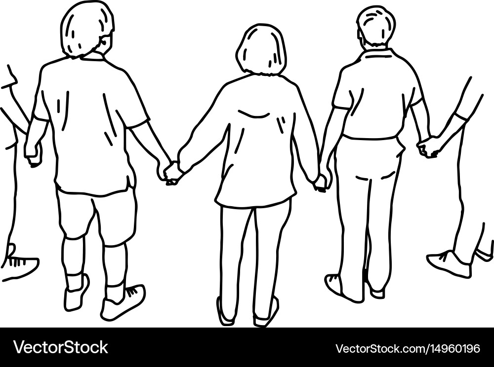Hands Joined - Connection Sketch vector image