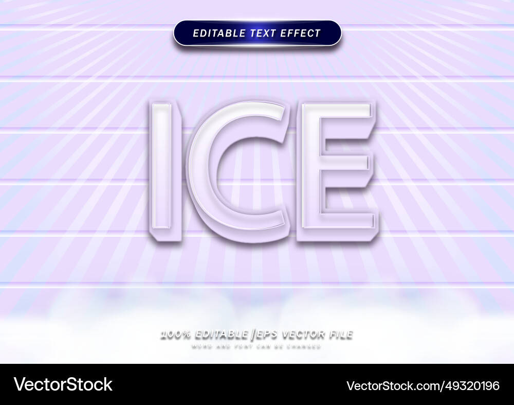 Ice bold text editable effect simple style design Ice bold text editable effect simple style design vector image