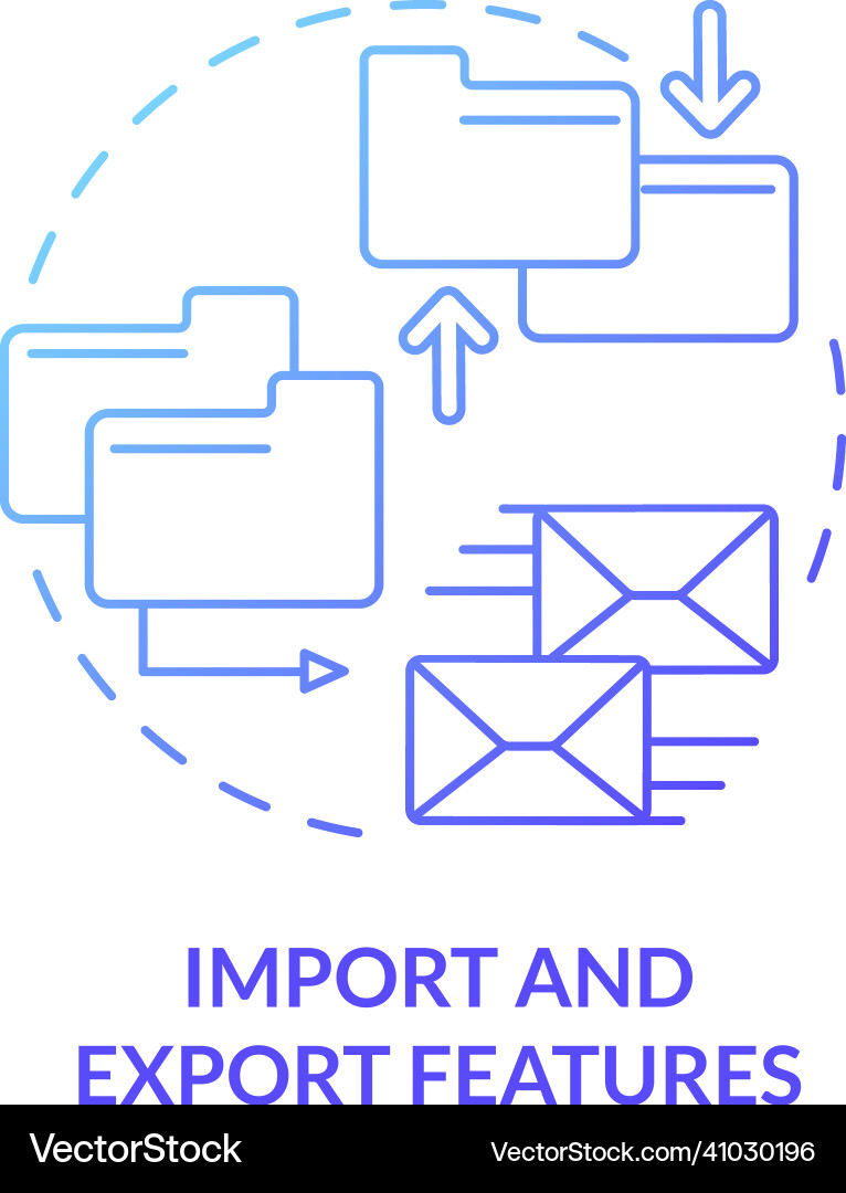 Import and export features blue gradient concept Import and export features blue gradient concept Vector Image