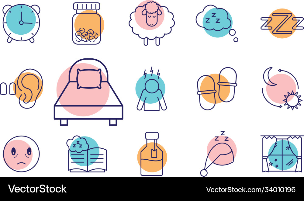 Insomnia line style set icons design vector image