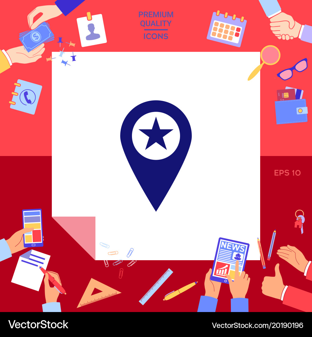 Map pointer with star Royalty Free Vector Image