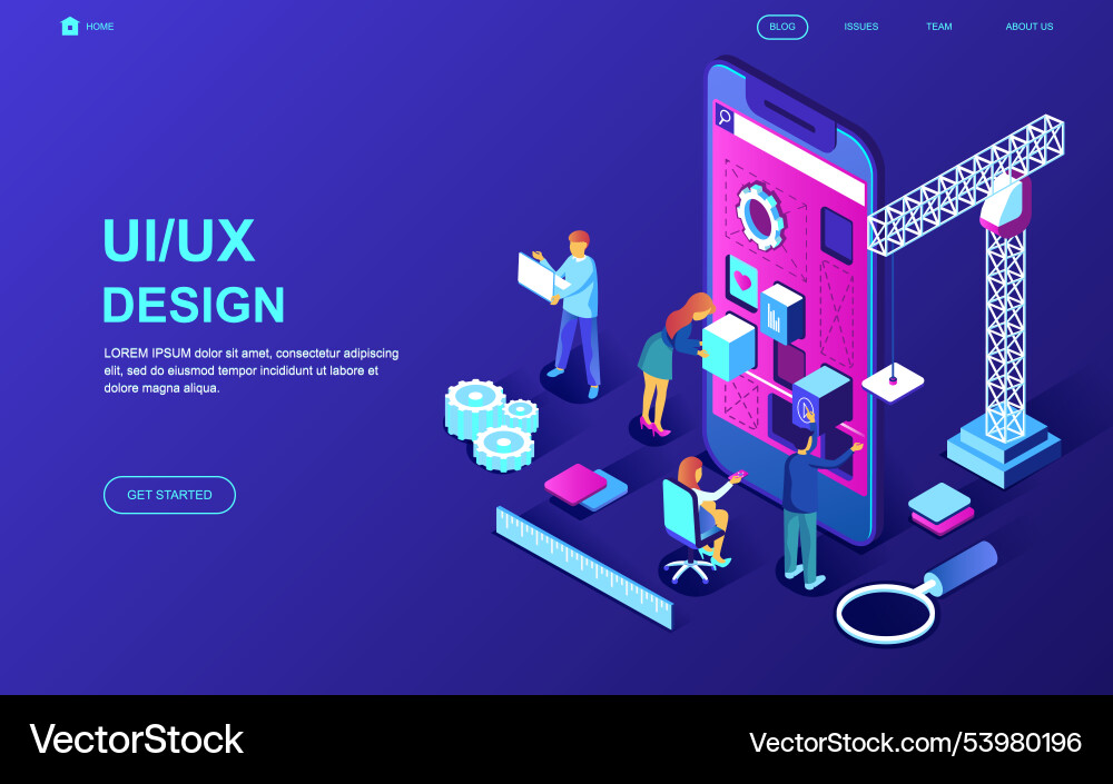 Modern UX/UI Isometric Concept Vector Image