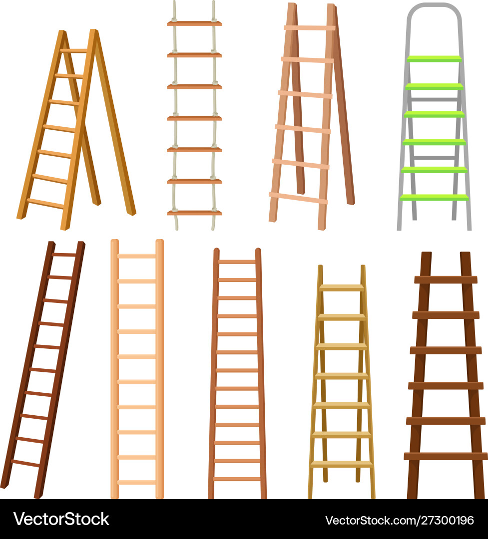 Multi-purpose set of different ladders vector image