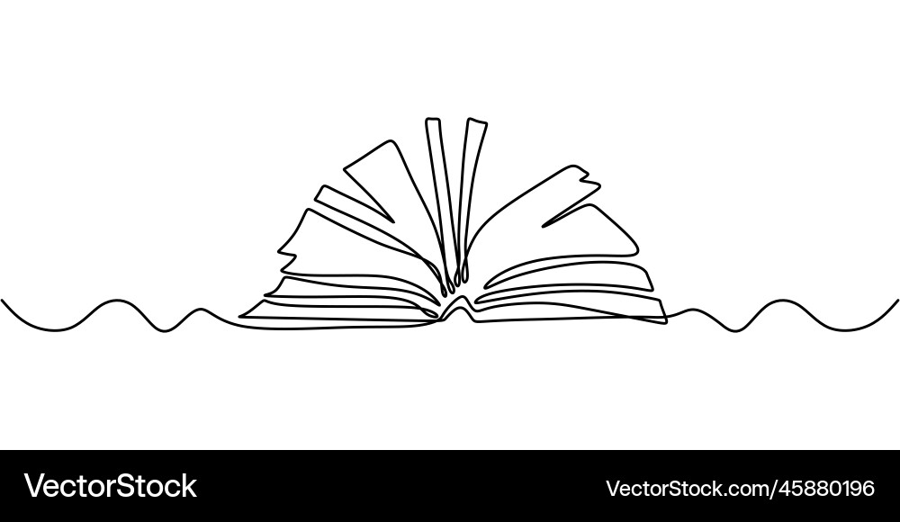 One line drawing open book object minimalism One line drawing open book object minimalism vector image