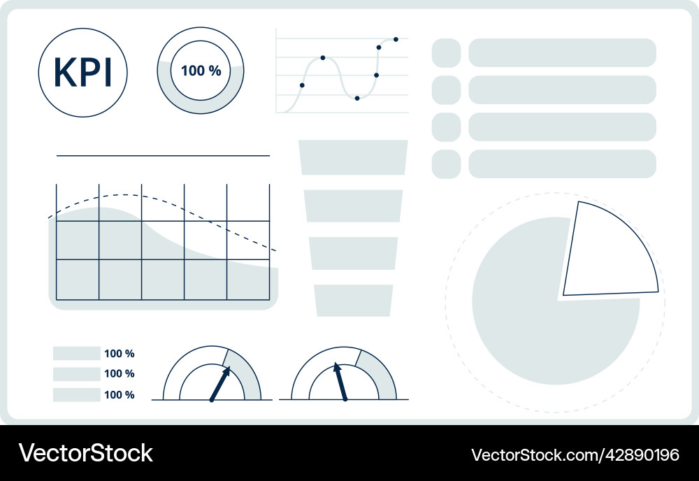 Performance analysis dashboard elements kpi data Vector Image