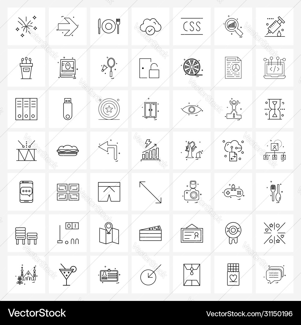 Set 49 modern line icons html code food vector image