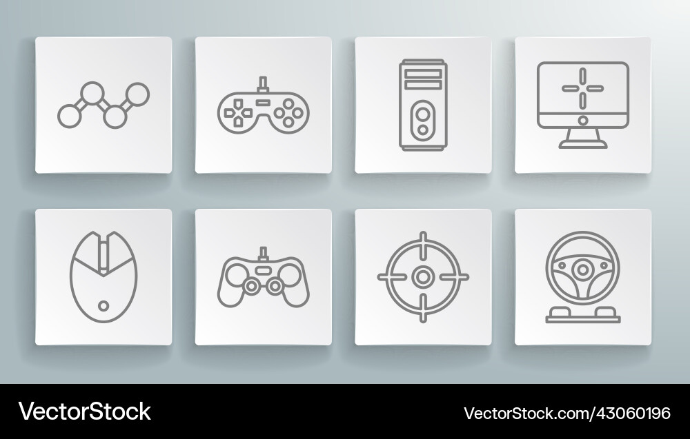 Set line computer mouse gaming gamepad target Set line computer mouse gaming gamepad target vector image