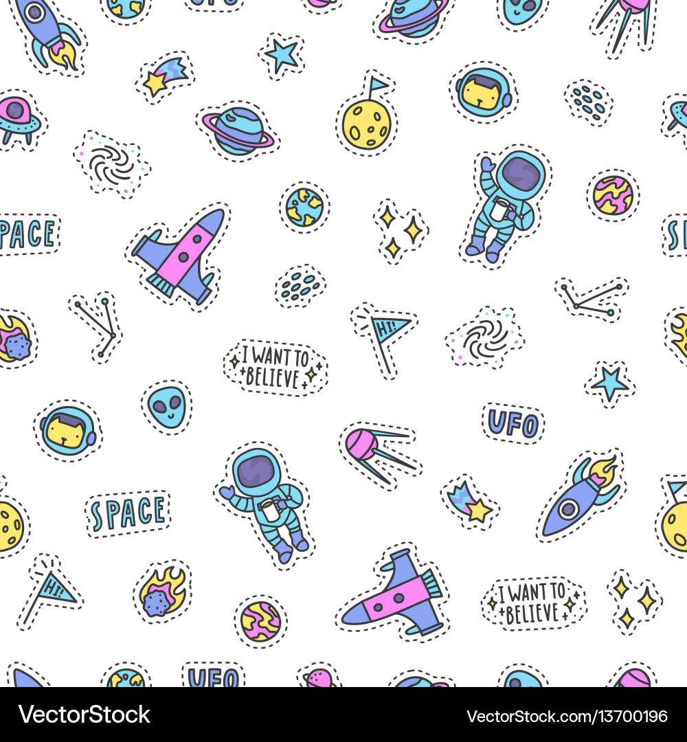 Space Pattern - Planets & Stars vector image