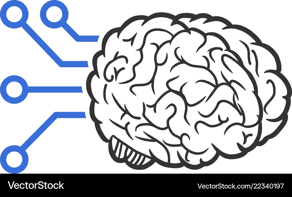 Brain computer interface icon Brain computer interface icon vector image