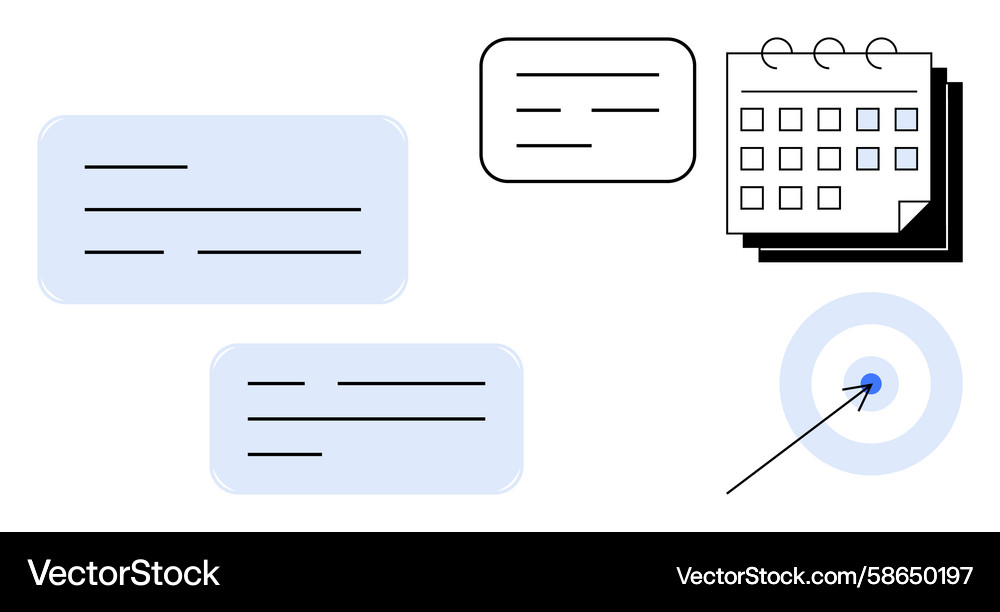 Calendar notes and target arrow representing Vector Image