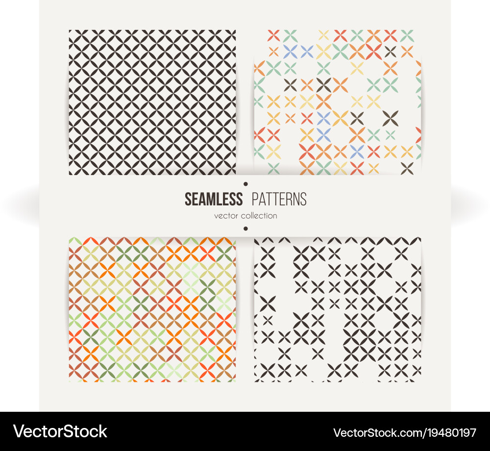 Cross stitch seamless pattern set vector image