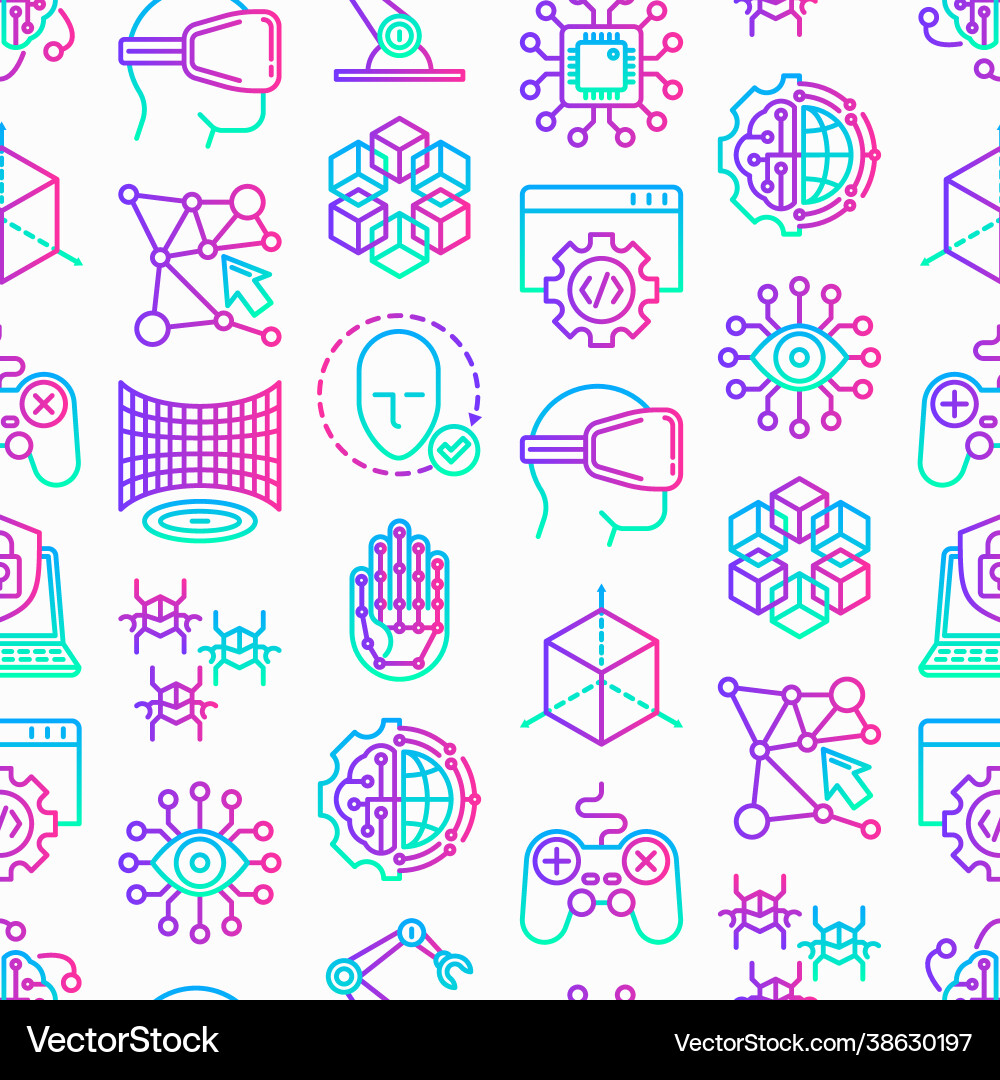 Cyber technology seamless pattern with thin line Cyber technology seamless pattern with thin line Vector Image