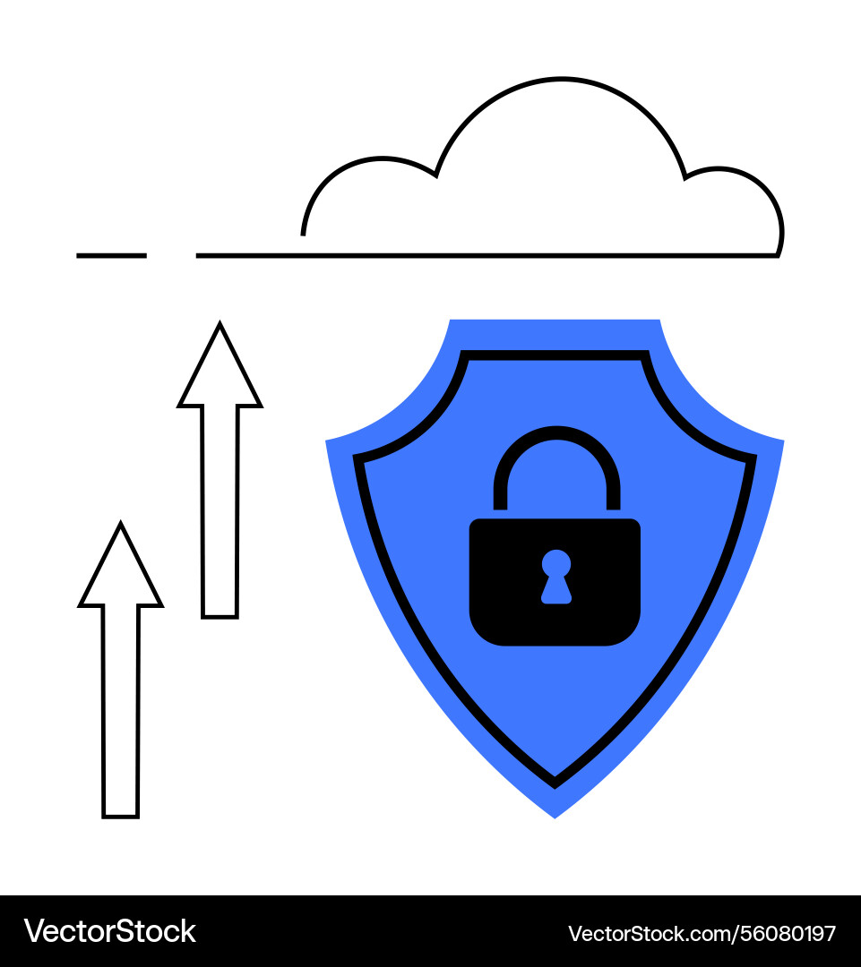Data transfer to cloud with secure shield and lock Vector Image