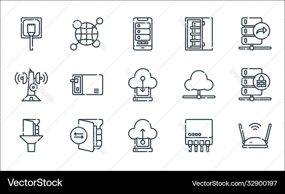 Database and servers line icons linear set Database and servers line icons linear set vector image