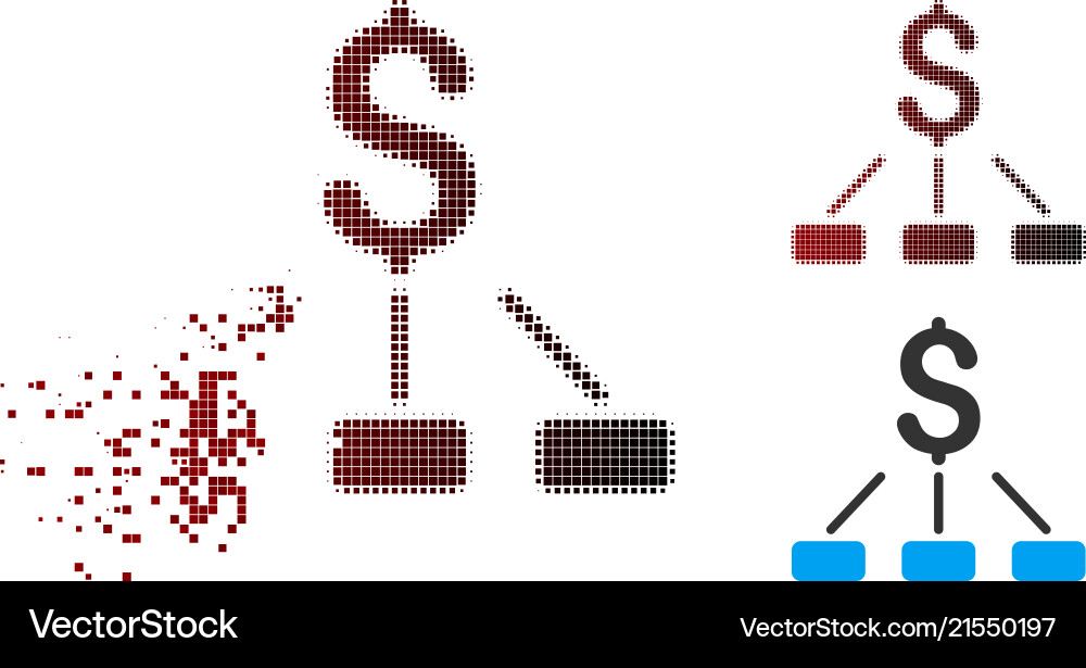 Decomposed pixel halftone financial hierarchy icon Vector Image