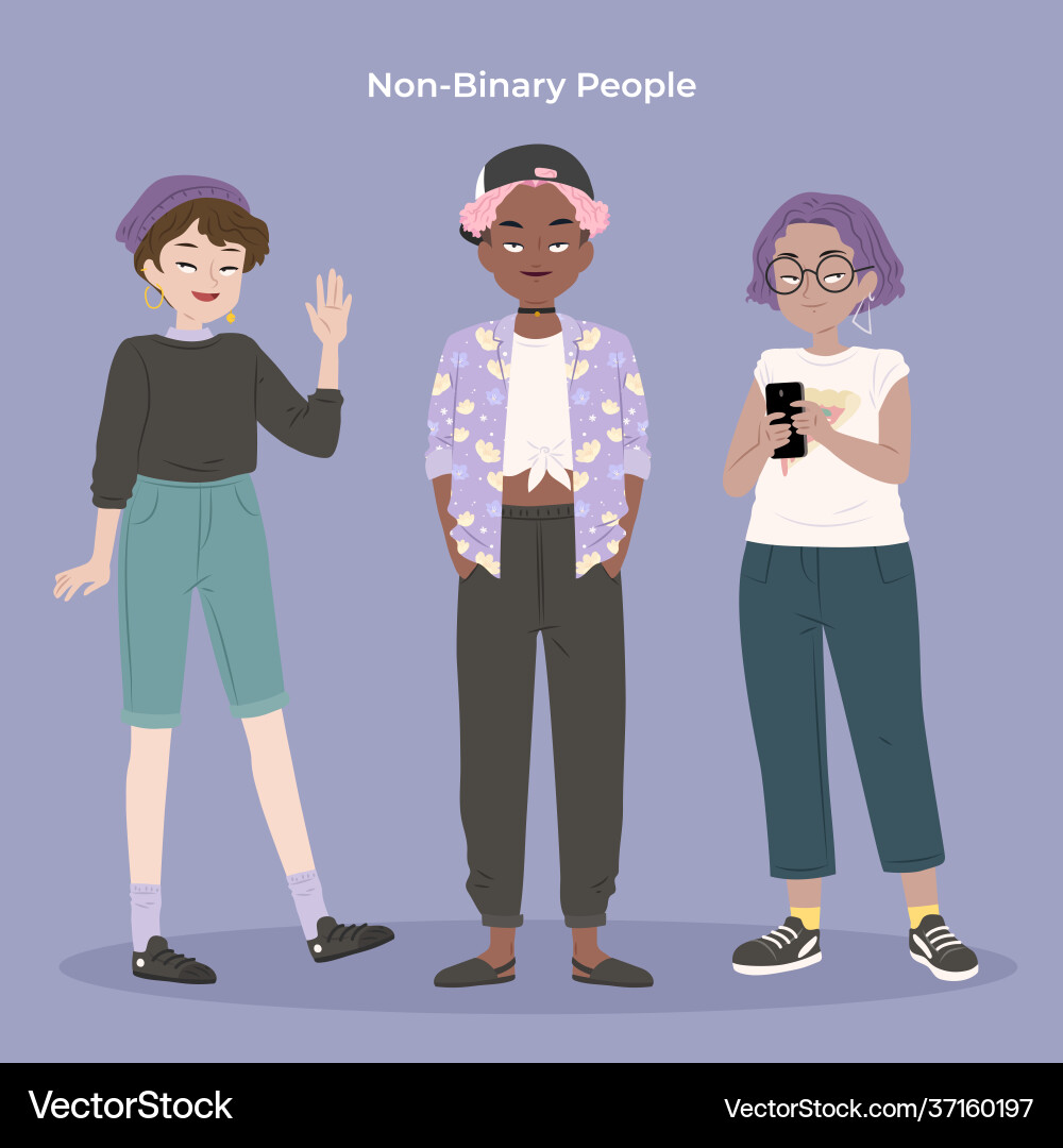 Diverse Non-Binary Individuals vector image