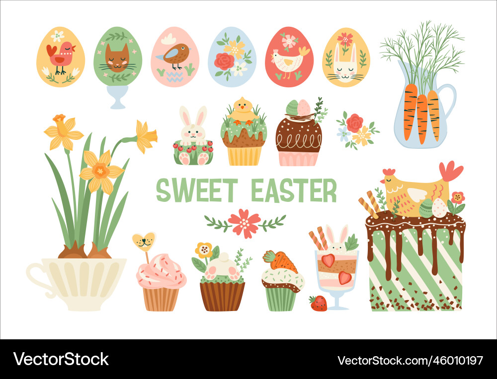 Easter isolated cupcake cake Easter isolated cupcake cake Vector Image