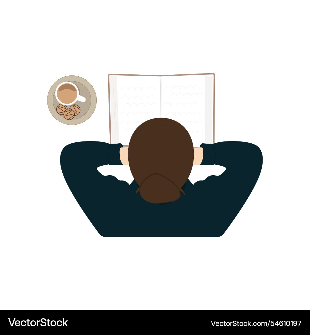 Frau lesen ein Buch und trinken Kaffee Frau lesen ein Buch und trinken Kaffee vektorbild