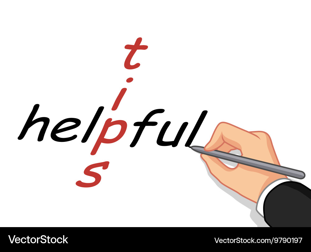 Hand writing tips helpful Royalty Free Vector Image
