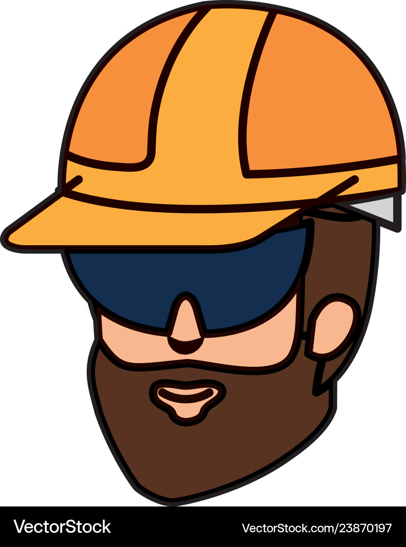 Head builder constructor with helmet and goggles Head builder constructor with helmet and goggles vector image
