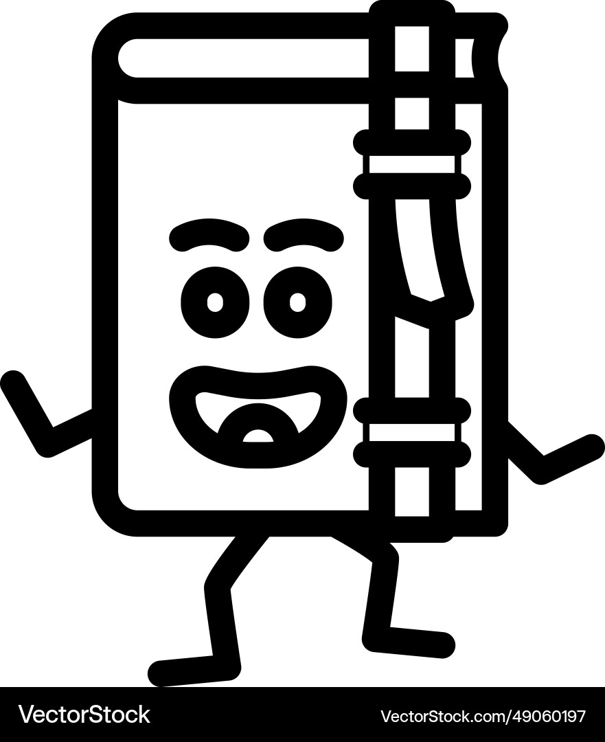 Library book character line icon Library book character line icon Vector Image