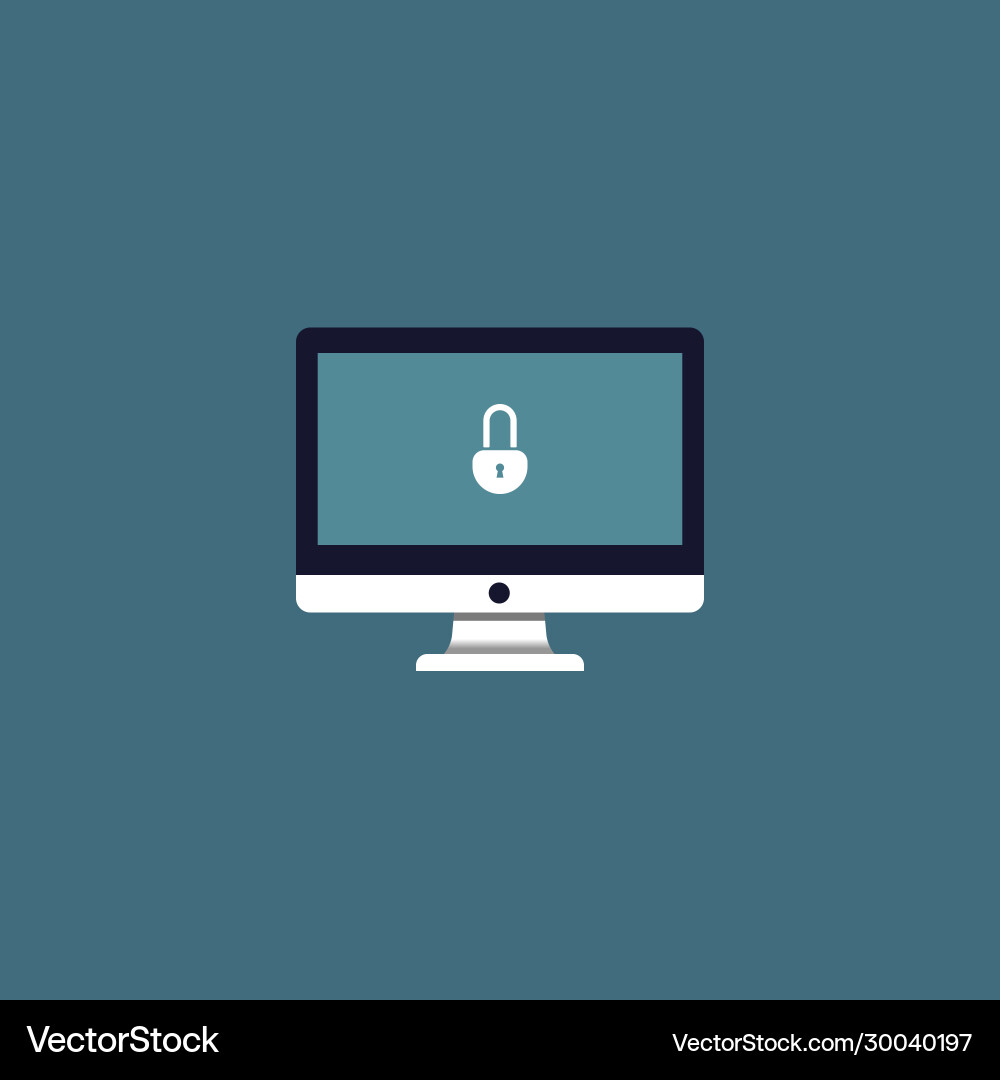 Lock icon on screen monitor symbol security Lock icon on screen monitor symbol security vector image